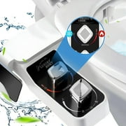 E-Greetshopping Bidet Attachment for Toilet Seat, Hot and Cold Water Dual Nozzles of Self Cleaning, Adjustable Pressure Sprayer Nozzle with Storage Hooks, Rear and Feminine Wash