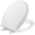 thumbnail image 1 of E-Greetshopping Slow Close Toilet Seat, Heavy Duty Round Plastic Toilet Seat, Universal Elongated Toilet Seat with Adjustable Hinge, Easy Install and Clean(White), 1 of 9