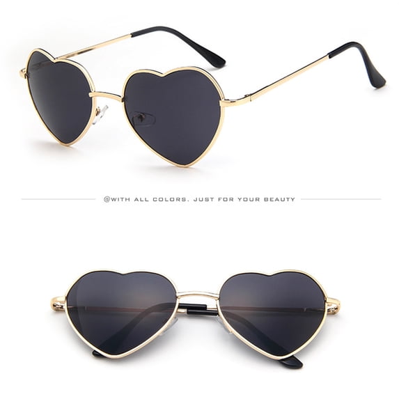 E Heart Shape Sunglasses Sunglasses Womens Trendy Sunglasses AC+Metal Trendy Rectangle Womens Mens Shades Sun Glasses One Size