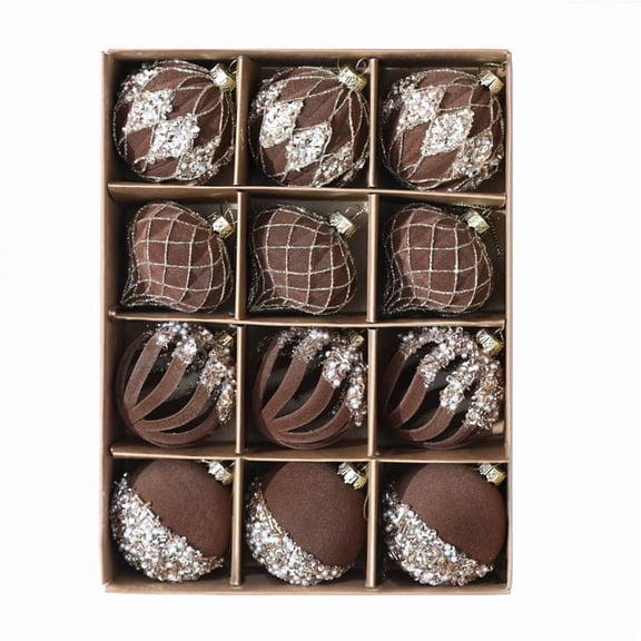 E Holiday Hand Painted Flocked Ball Ornaments With Rhinestones For Tree Display