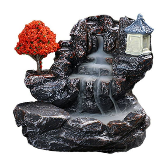 E Incense Burner Mountains River Waterfall Fragrance Fireplace Backflow Smoke Censer Holder Decoration for Home