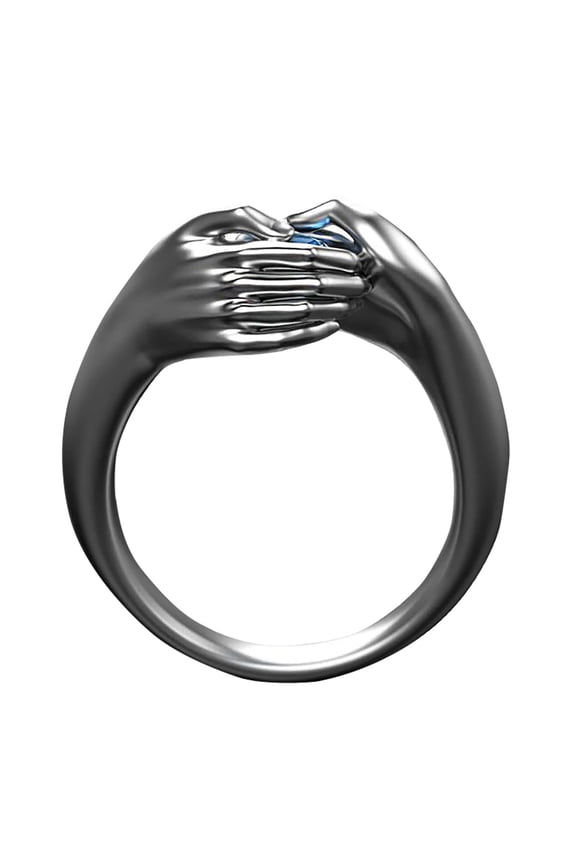 E Interlocking Heart Design Metal Band Ring Size 10 Symbolic Jewelry For Special Occasions