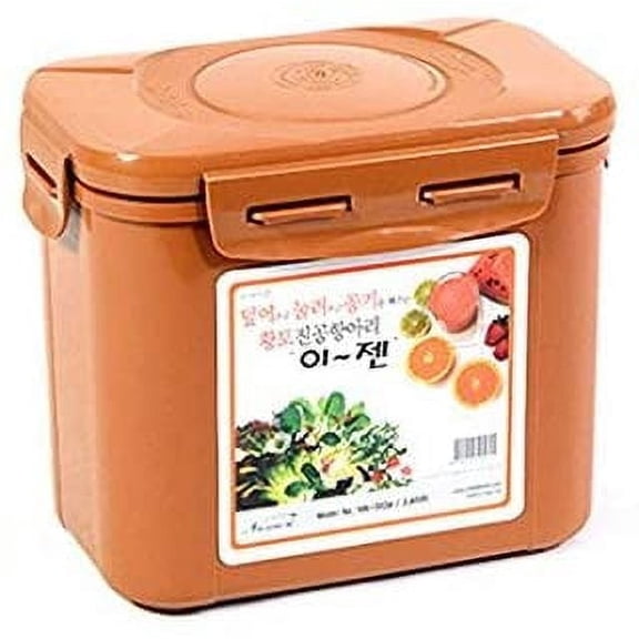E-Jen Kimchi, Sauerkraut Container Probiotic Fermentation with Inner Vacuum Lid (Earthenware Brown, 0.45 gal/ 1.7L)