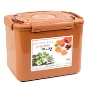 E-Jen Premium Kimchi, Sauerkraut Container Probiotic Fermentation with Inner Vacuum Lid Earthenware Brown, 4.4 gal/ 17L