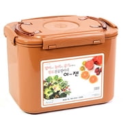 E-Jen Premium Kimchi, Sauerkraut Probiotic Fermentation Container with Inner Vacuum Lid Earthenware Brown, 3.1 gal/ 12L