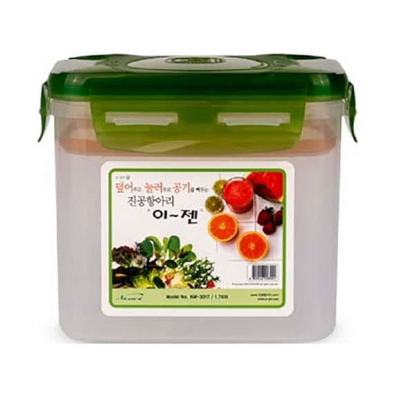 E-Jen Premium Kimchi, Sauerkraut Probiotic Fermentation Container with Inner Vacuum Lid (Earthenware Green, 0.45 gal/ 1.7L)