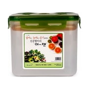 E-Jen Premium Kimchi, Sauerkraut Probiotic Fermentation Container with Inner Vacuum Lid Earthenware Green, 0.9 gal/ 3.4L