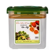 E-Jen Premium Kimchi, Sauerkraut Probiotic Fermentation Container with Inner Vacuum Lid Earthenware Green, 1.6 gal/ 6.4L