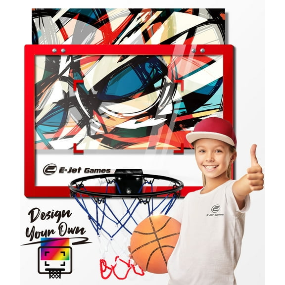 E-Jet Mini Basketball Hoop, Over The Door Mini Hoop Basketball Gift | Door Mount Wall-Mounted