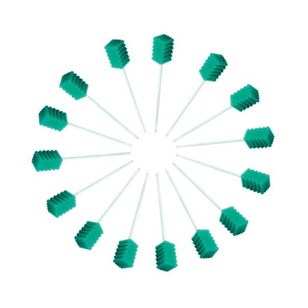 E-KEYWAY Oral Swabs Disposable 100 Pcs Each Individually Wrapped Packing Swabsticks Toothettes Mouth Swabs Sponge Dental Care Zigzag Wave Dark Green soft Foam Tip oral swabs