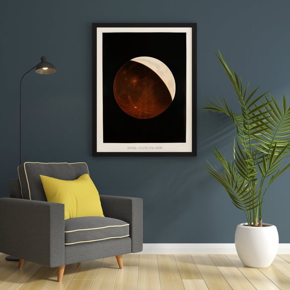 E L Trouvelot Partial Eclipse Of The Moon Astronomy Wall Art Print Unframed Paper Print