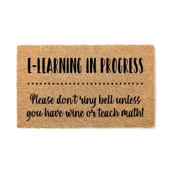 E-Learning In Progress Don't Ring Bell | Teacher Gift | Funny Door Mat Rug | Home Virtual Learning | Doormat | Funny Gift | Home Doormat