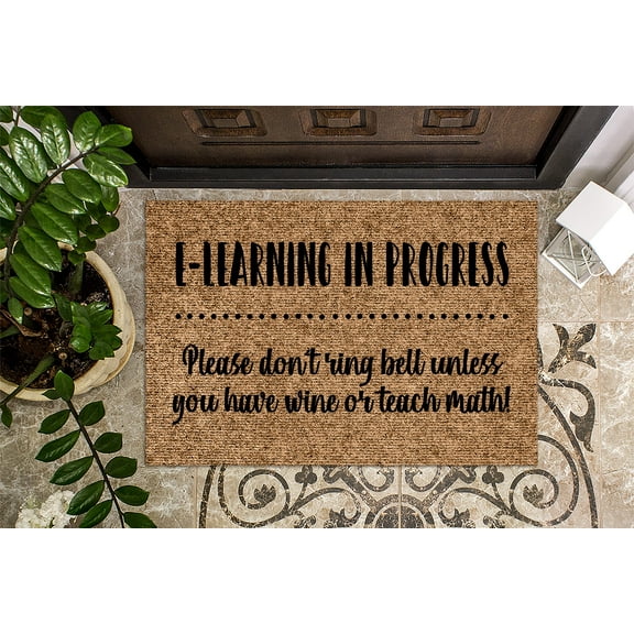 E-Learning In Progress Don't Ring Bell | Teacher Gift | Funny Door Mat Rug | Home Virtual Learning | Doormat | Funny Gift | Home Doormat