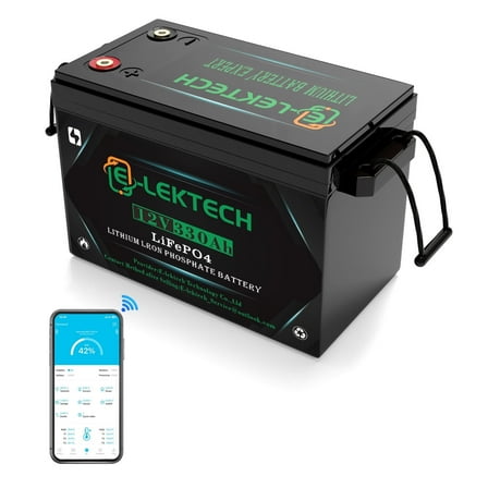 E-LekTech 12V 330Ah LiFePO4 Lithium Battery (Small Size), Built-in 200A BMS, 4000-10000 Cycles, Perfect for RV, Solar, Marine, Camping, Off-Grid, Trolling motor