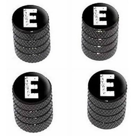 E Letter Distressed Tire Rim Wheel Aluminum Valve Stem Caps, Multiple Colors