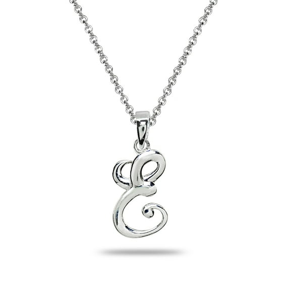 E Letter Initial Alphabet Name Personalized 925 Sterling Silver Pendant Necklace
