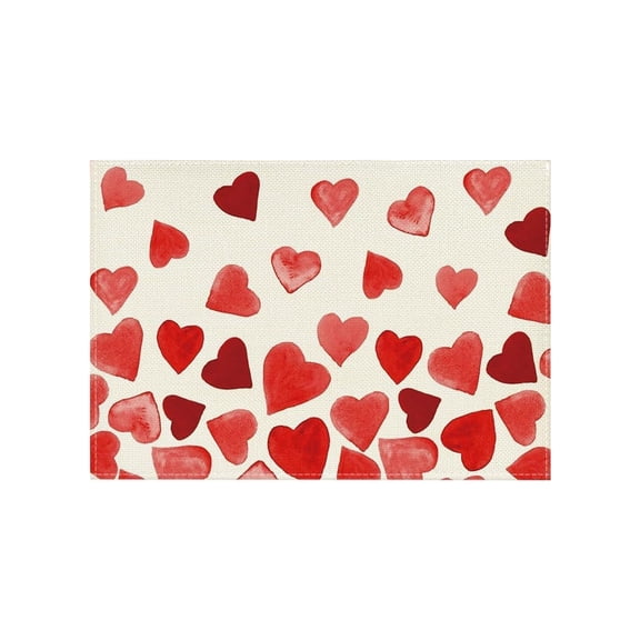 E Linen Heart Print Placemat, Holiday Party Insulated Table Mat For Dining Room, Kitchen Decor And Office Use, 11.81 X 17.72 In, 0.066 Lb