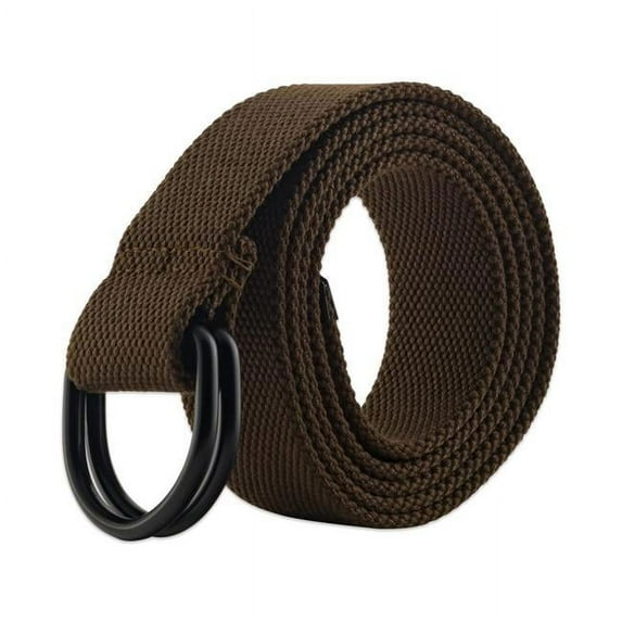 E-Living Store 46" Polyester Fabric Mens/Womens D-Ring Belt in Brown M