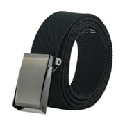E-Living Store Fully Adjustable Men's Military Style Canvas Web Belt with Ratchet Buckle, Black, 46", Black