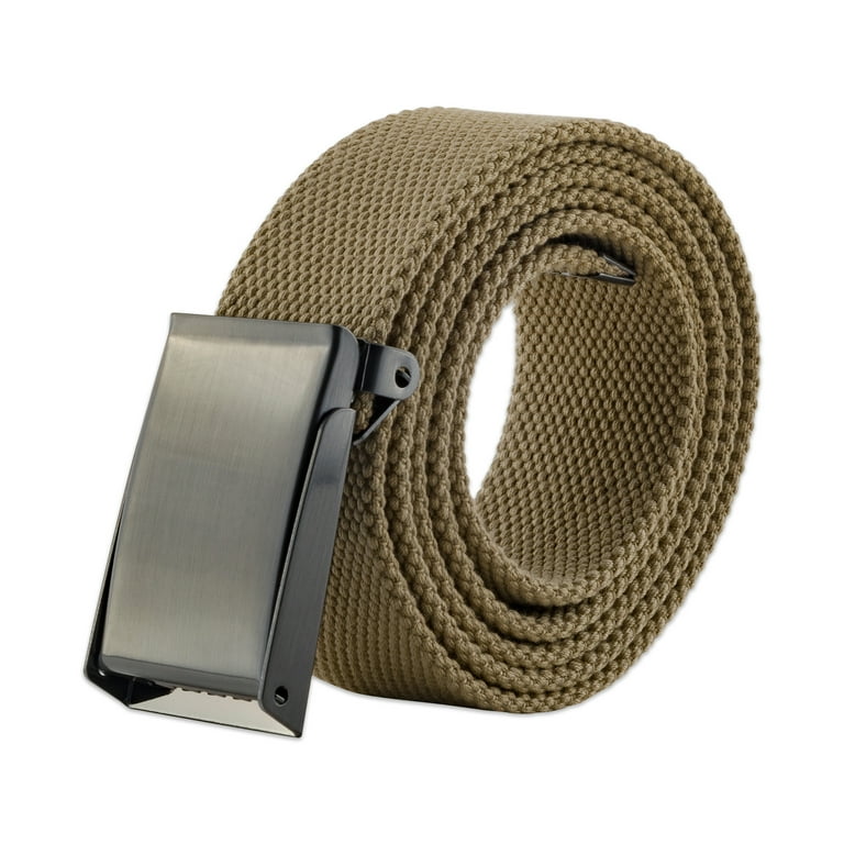 E Living Store Fully Adjustable Men s Military Style Canvas Web Belt with Ratchet Buckle Khaki 56
