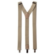 E-Living Store Men's 30mm Woven Expandable Braided Stretch Suspenders w/ Heavy Duty Clips, Khaki