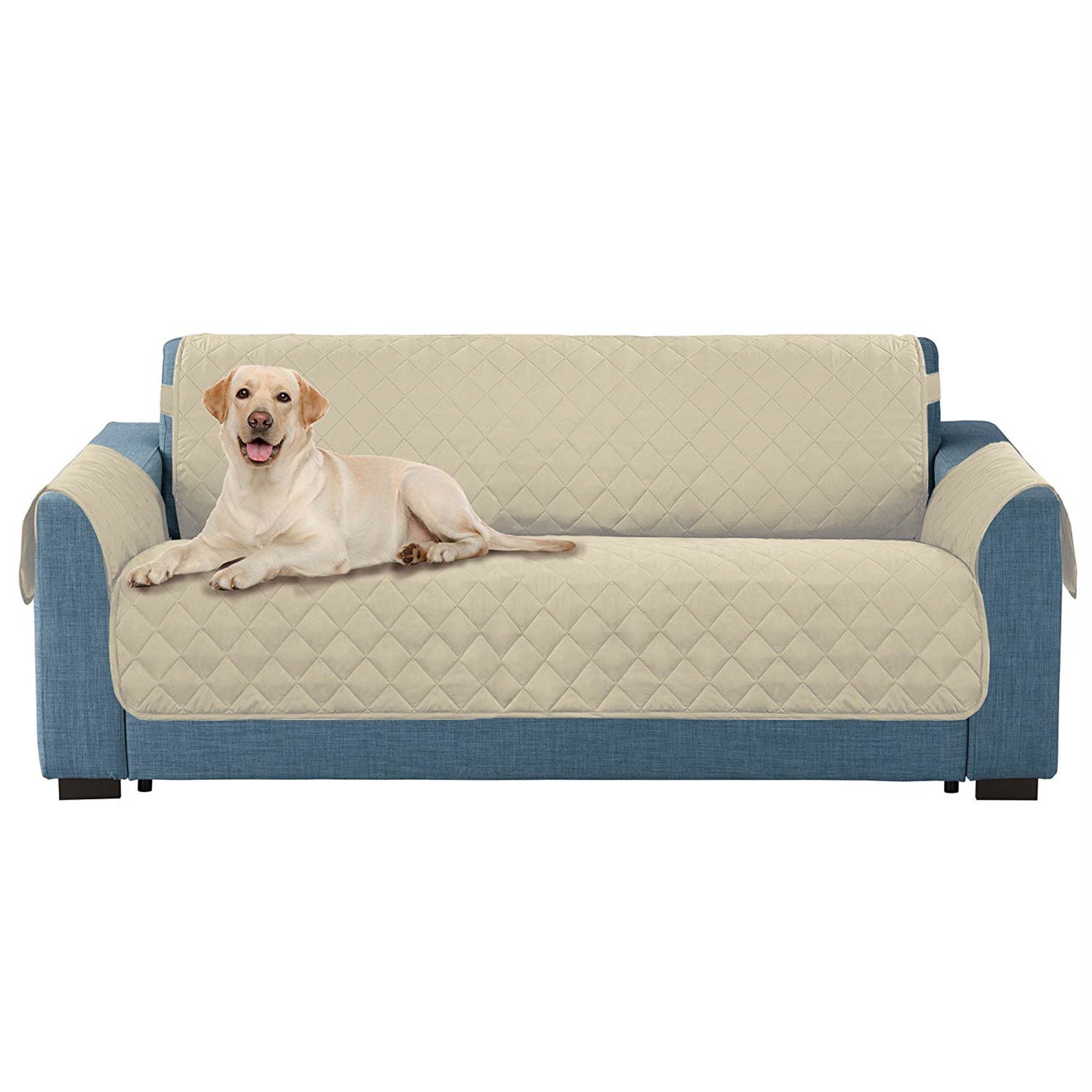 Beige Reversible Oversized Sofa Protector with Elastic Strap