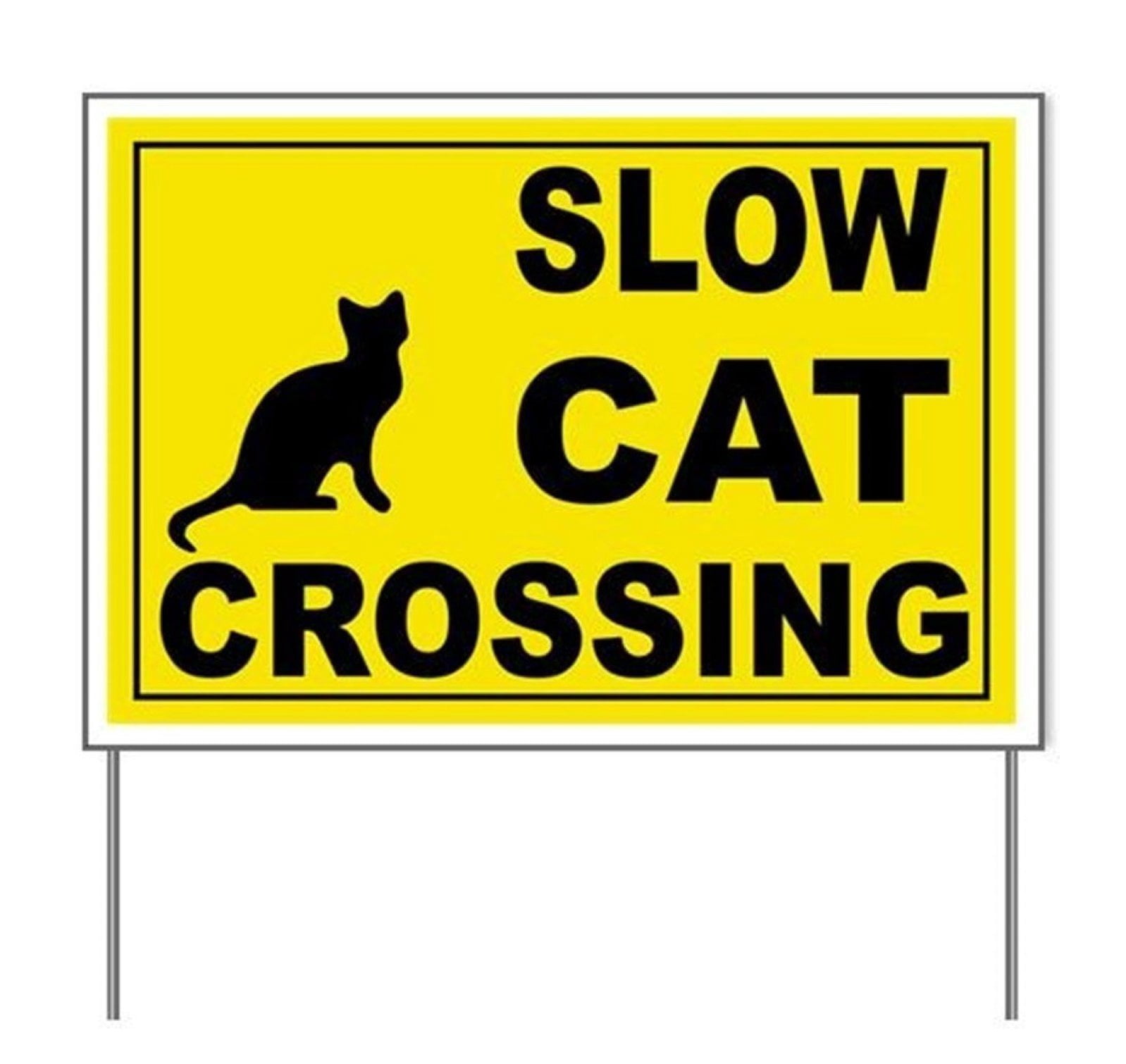 E&M Designs Slow CAT Crossing Yard SignYard Sign, Vinyl Lawn Sign, Political Election Sign
