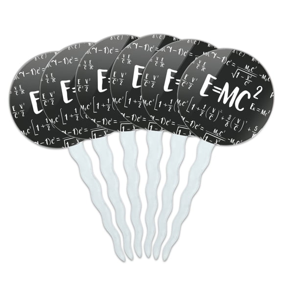 E=MC 2 Energy Mass Equation Albert Einstein Theory of Special Relativity Math Cupcake Picks Toppers Decoration Set of 6