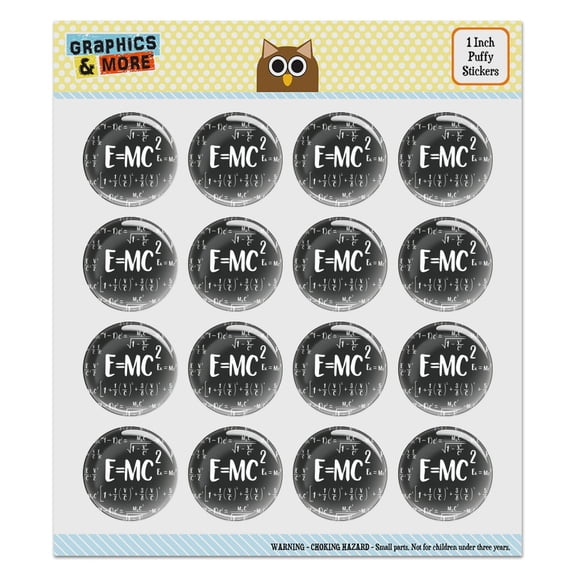 E=MC 2 Energy Mass Equation Albert Einstein Theory of Special Relativity Math Puffy Bubble Dome Scrapbooking Crafting Sticker Set