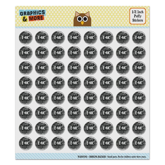 E=MC 2 Energy Mass Equation Albert Einstein Theory of Special Relativity Math Puffy Bubble Dome Scrapbooking Crafting Sticker Set