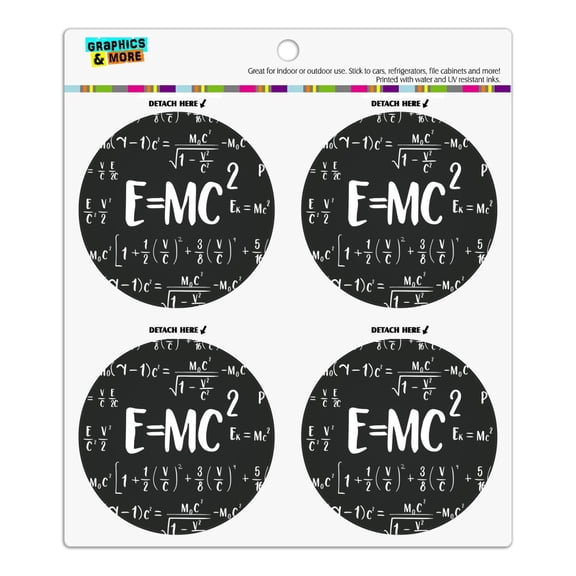 E=MC 2 Energy Mass Equation Albert Einstein Theory of Special Relativity Math Refrigerator Fridge Locker Vinyl Circle Magnet Set