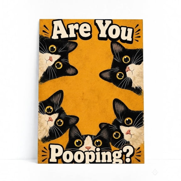 E-Macom LLC _Are You Pooping Funny Cat Poster Print, Bathroom Cat Wall Art, Humorous Pet Decor For Cat Lovers