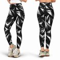 E-Macom LLC Black Silver Geometric High Waist Leggings, Sharp Diamond ...