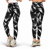 E-Macom LLC Black Silver Geometric High Waist Leggings, Sharp Diamond ...