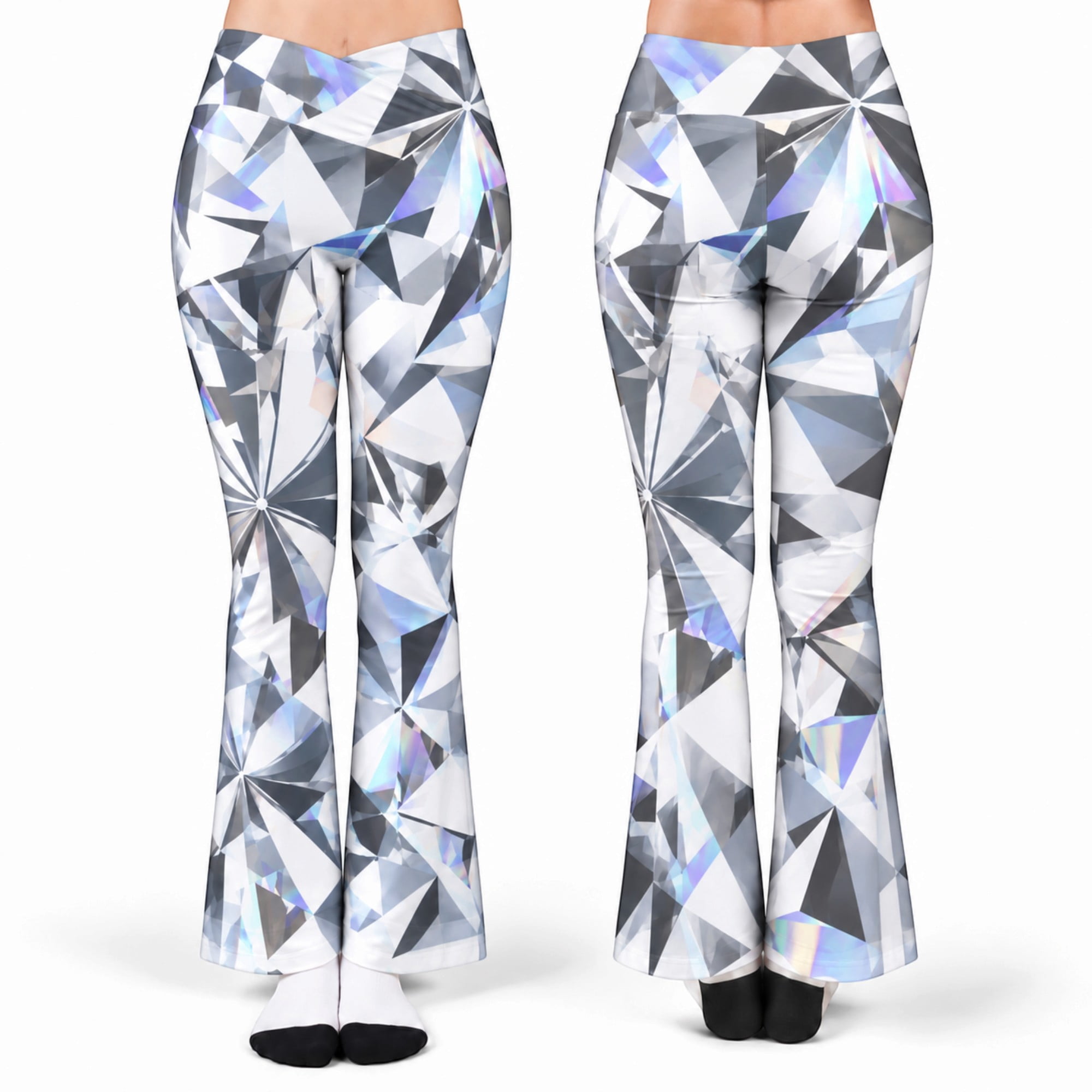 Doimond Triangle E-Macom LLC Black White Triangle Mosaic Flare Leggings, Gray Angular ...
