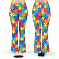 E-Macom LLC Rainbow Puzzle Piece Printed Flare Leggings, Colorful ...
