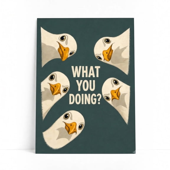 E-Macom LLC _What You Doing Seagull Poster Print, Funny Seagull Wall Art, Meme Bird Decor (Vertical 8x12")