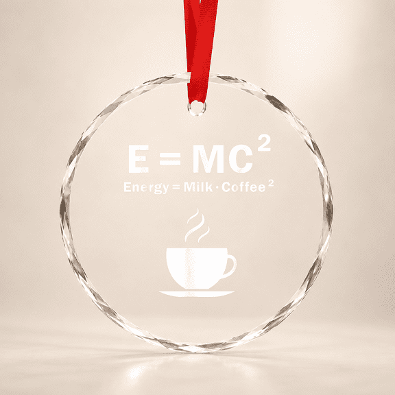E Mc Energy Is Milk And Coffee Formula Science Glass Ornament