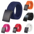 thumbnail image 1 of E Men’s Leather Belt, Buckle Canvas Waistband Canvas for Men Dress Casual Every Day with Adjustable Buckle, Trim to Fit One Size, 1 of 2