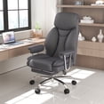 thumbnail image 1 of E-Motie Leather Home Office Chair, High Back Ergonomic Chair with Footrest, 500lb, Gray, 1 of 10
