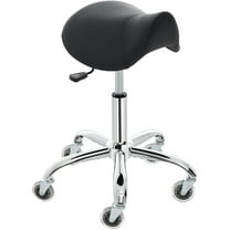 E-Motie Saddle Stool Rolling Chair for Medical Massage Salon Kitchen Spa Drafting, Adjustable Hydraulic Stool with Wheels, Black
