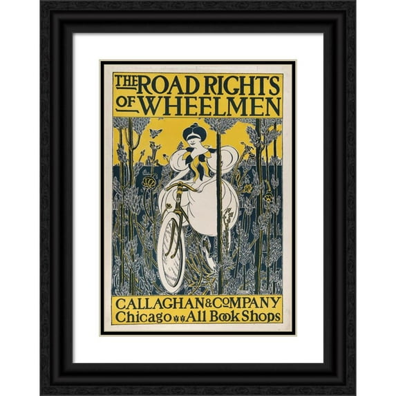 E. Nadall 18x24 Black Ornate Framed Double Matted Museum Art Print Titled: The Road Rights of Wheelmen (1895)