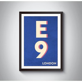 E Nine Homerton London Postcode Art Print, Typography Poster, Unframed Paper Poster 8x10in