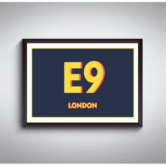 E Nine London Postcode Print, Hackney Typography Art, Unframed Paper Poster 8x10in