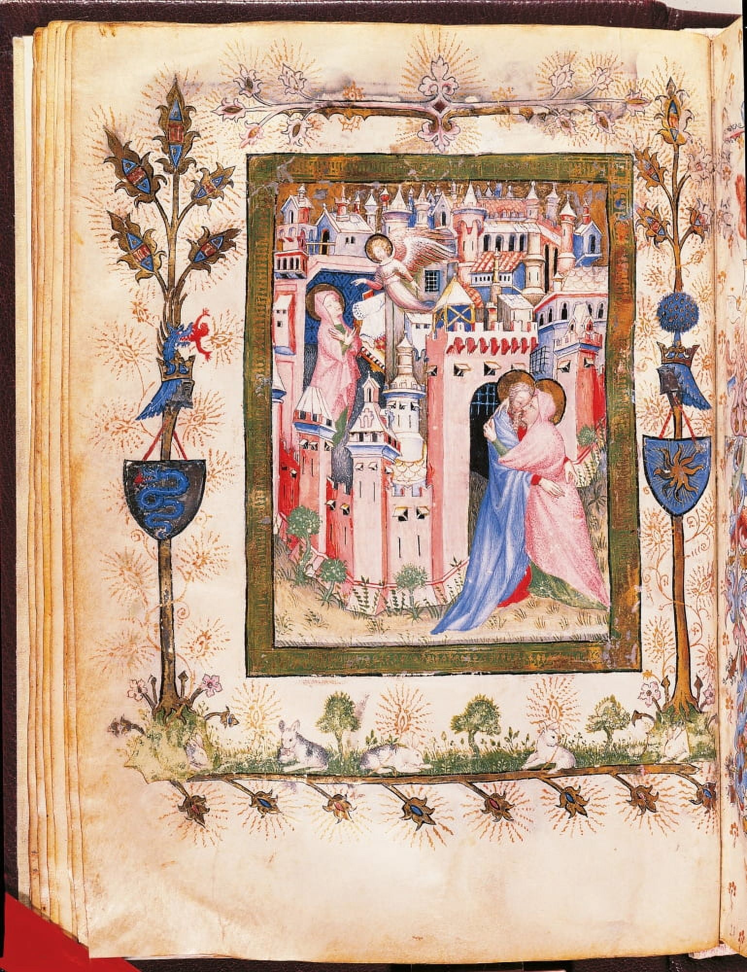 E Offiziolo Of Gian Galeazzo Visconti The Annunciation To St Anne And The Meeting At The Golden Gate Canvas Art - (24 x 36)