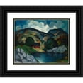 thumbnail image 1 of E. Oscar Thalinger 18x15 Black Ornate Wood Framed Double Matted Museum Art Print Titled - River Landscape with House (C.1928), 1 of 5