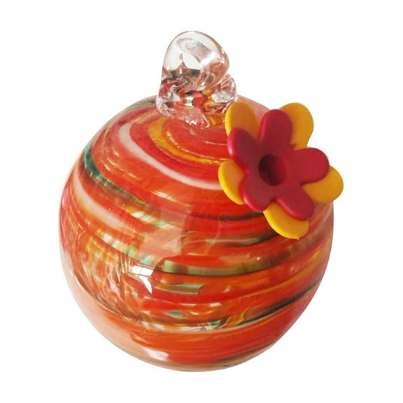 E Outdoor Bird Feeder With Glass Construction And Painting For Decorative Garden Use