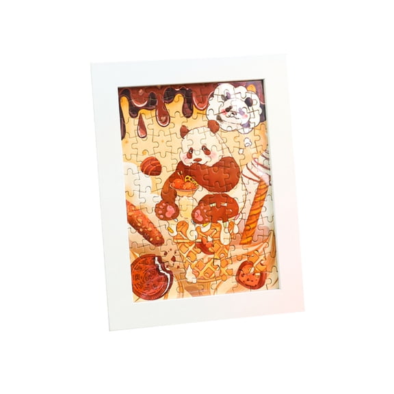 E Panda Puzzle 108 Pieces With Photo Frame Cute Animal Pattern Challenging Family Activity Gift For Adults And Kids Home Decoration 1Pc Educational Toy Game