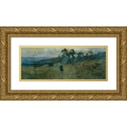 E Phillips Fox 14x8 Gold Ornate Wood Frame and Double Matted Museum Art Print Titled - The Milking Shed (circa 1893)