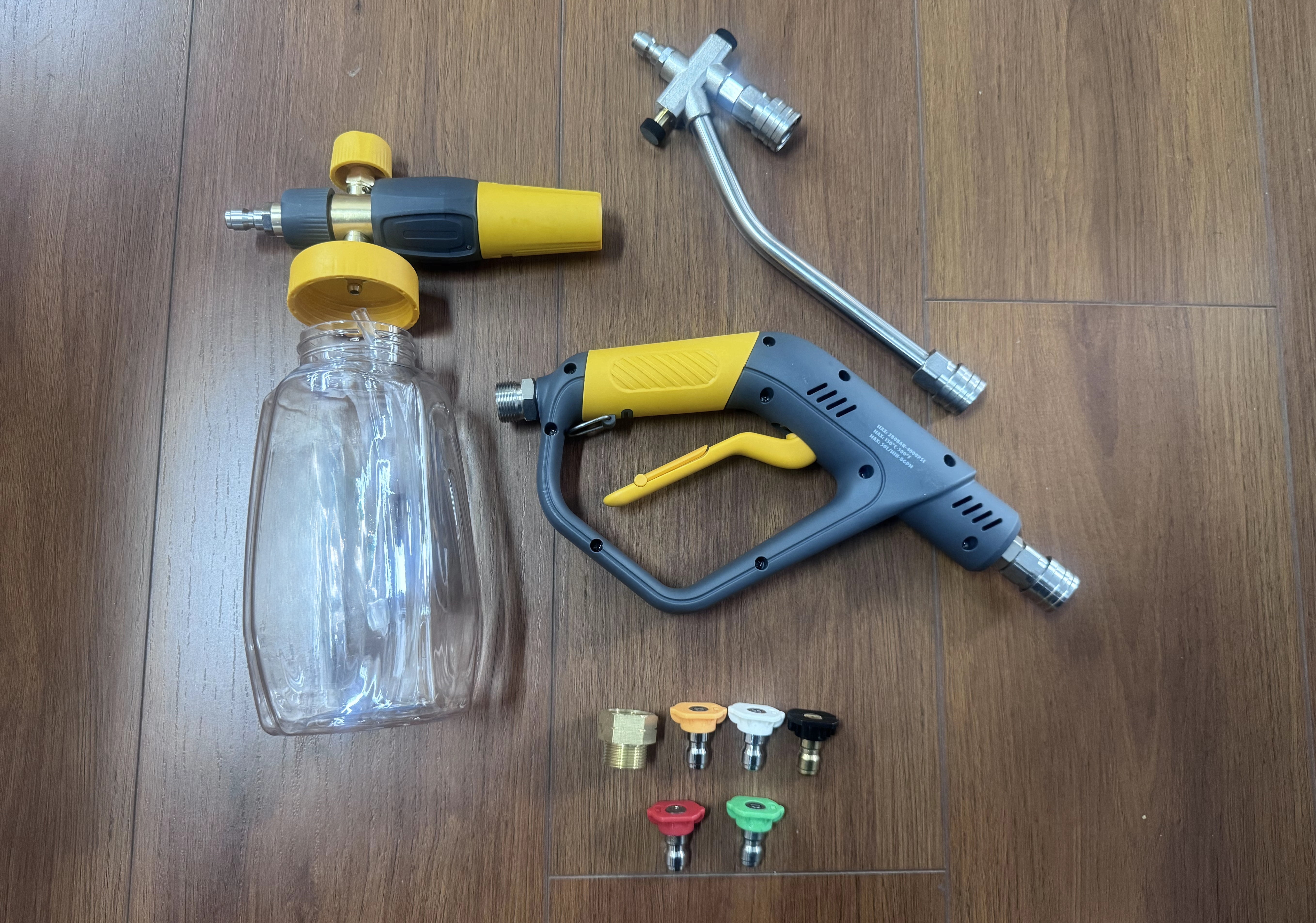 Pressure Washer Foam Cannon Gun Kit with Dual Connector Accessory, Foam Blaster for Car Washing, Double Tip Attachment & 5 Nozzle Tips, 1/4" Quick Connect, 4000 PSI